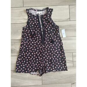 Spiritual Gangster Womens Floral Breezy Challis Romper Grey Pink Size Large NWT